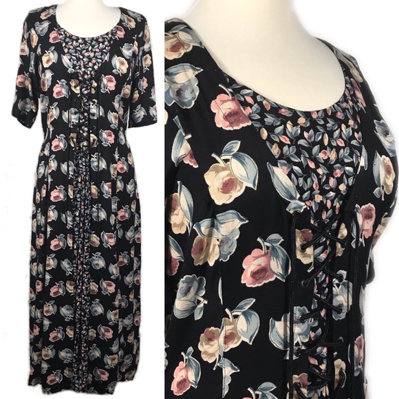 Vintage Dresses & Skirts - Vintage 1990s Corseted Double Floral Maxi Dress Vintage Dresses & Skirts - Vintage 1990s Corseted Double Floral Maxi Dress